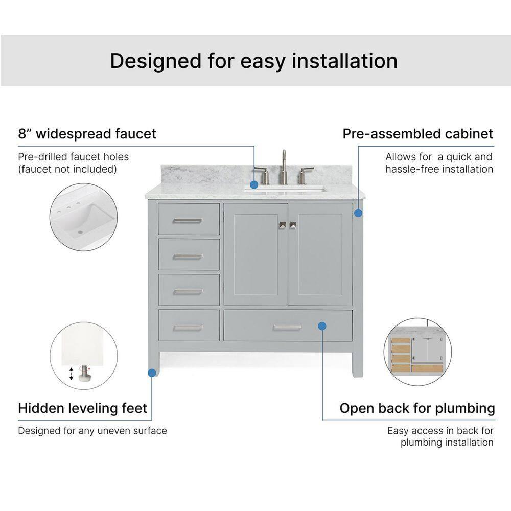 Ariel A043srcw2rvo Cambridge 43" Free Standing Single Basin Vanity Set - Grey