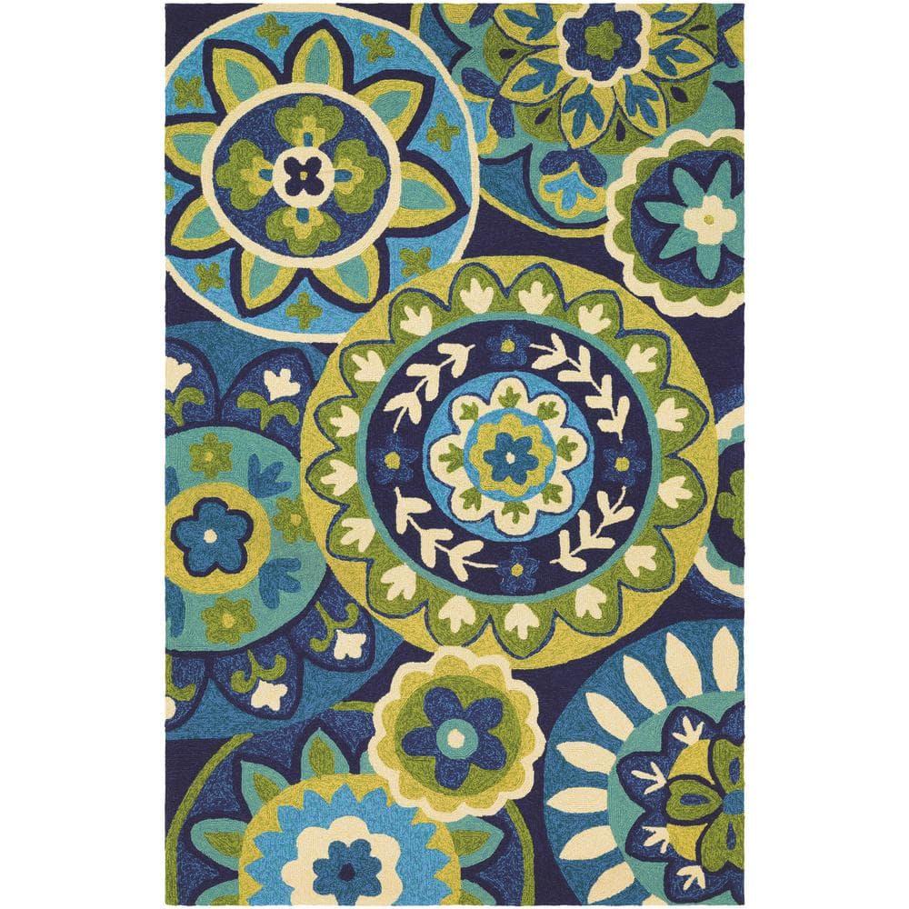Couristan Covington Rip Tide Ocean-Green Indoor / Outdoor Area Rug, 5'6" x 8'