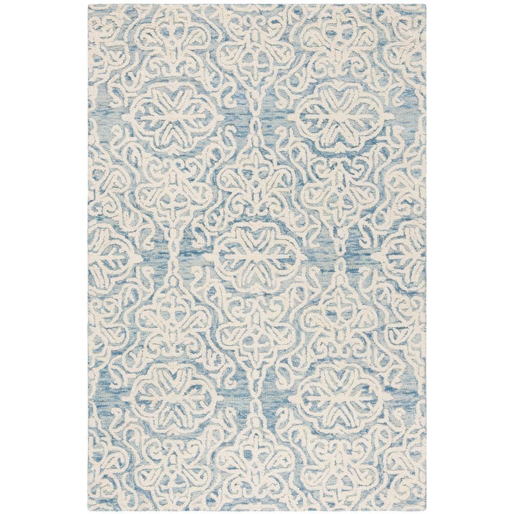Blossom BLM112 Hand Tufted Indoor Accent Rug - Blue/Ivory - 3'x5' - Safavieh