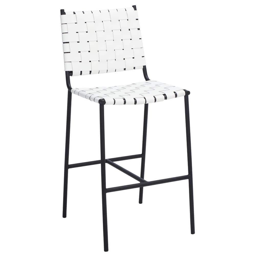Olenna Woven Counter Stool - BST3011 - White/Black - Safavieh