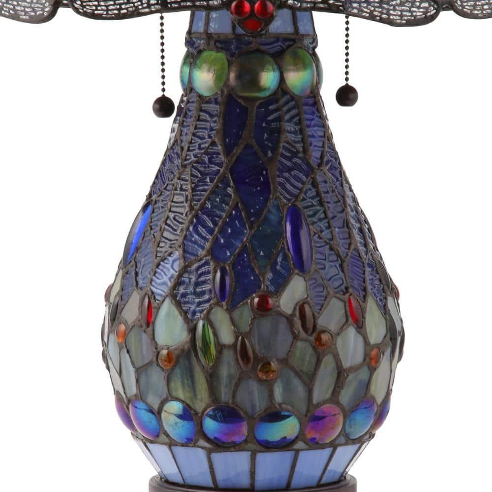 Tiffany-style Dragonfly Lamp with Lighted Base
