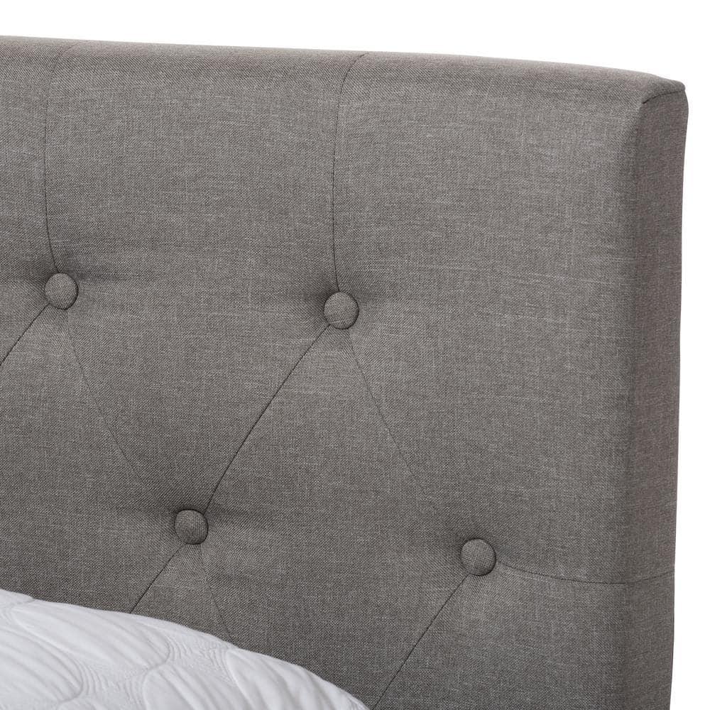Queen Cassandra Modern and Contemporary Fabric Upholstered Bed Light Gray - Baxton Studio