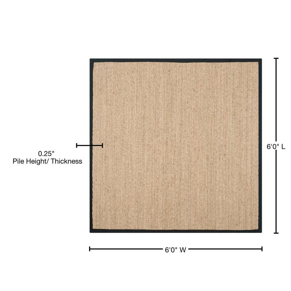 Natural Fiber NF115 Power Loomed Indoor Area Rug - Natural/Black - 6'x6' - Safavieh.