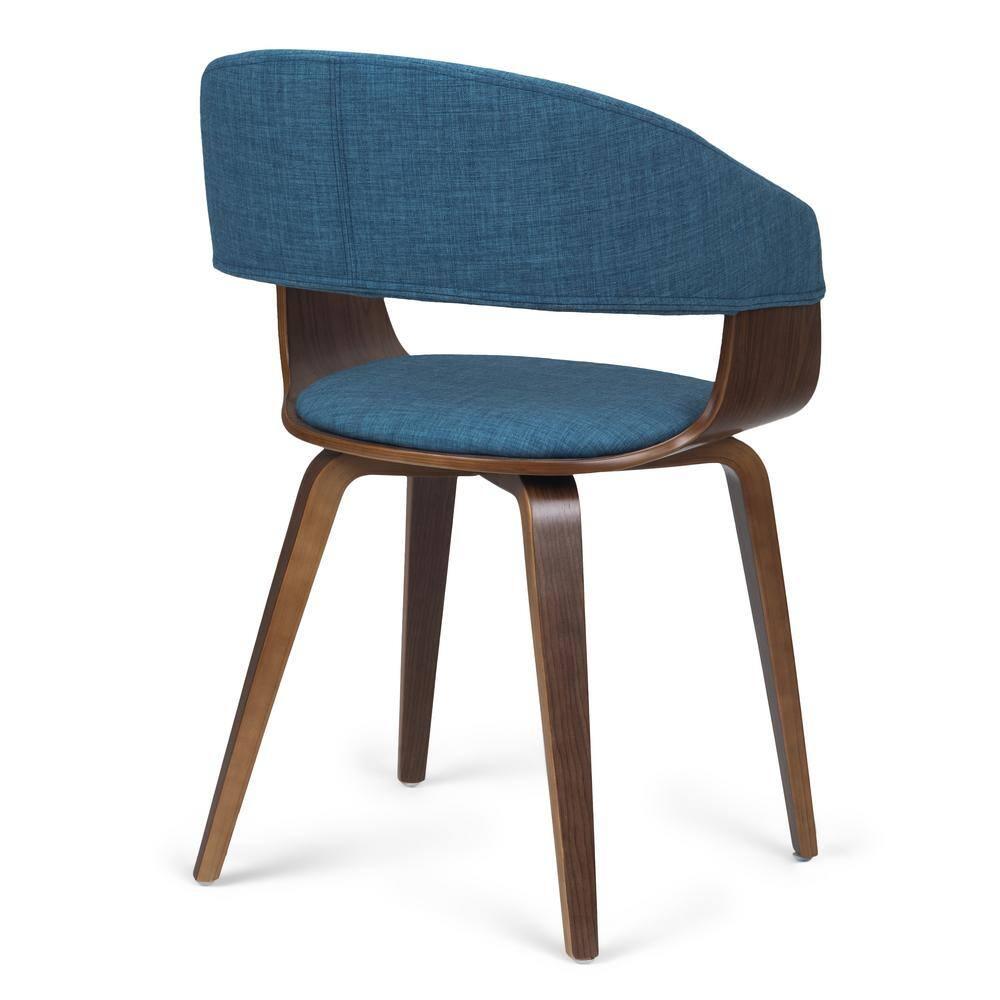 Lowell Bentwood Upholstered Dining Chair with Curved Backrest in Mid-Century Modern Style