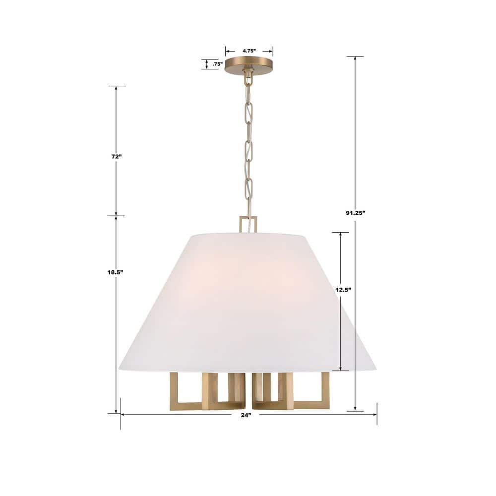 Crystorama Lighting Westwood 6 - Light Chandelier in  Vibrant Gold