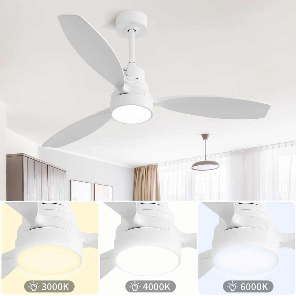 Moserein 52'' Indoor Ceiling Fan with Light and Remote Control,3 Blades,Reverse Airflow,White