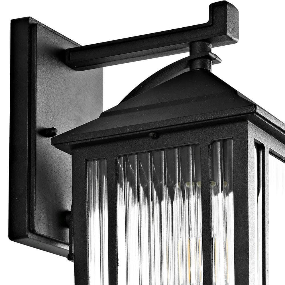 Ranzi Outdoor Wall Lantern - PLT4009 - Clear/Black - Safavieh
