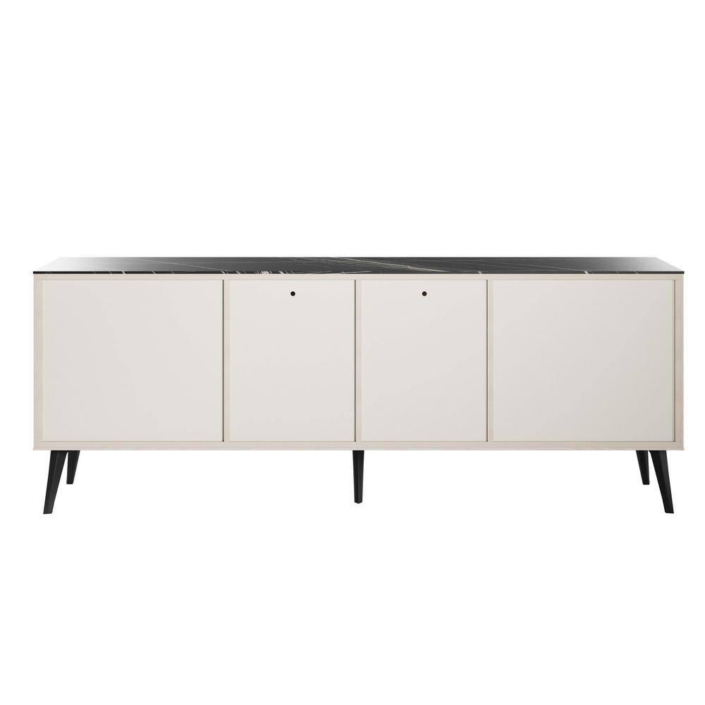 Manhattan Comfort 78.7" Haley Sideboard White/Black Marble