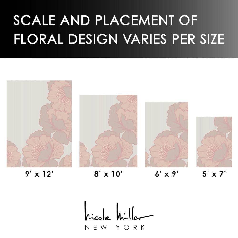NICOLE MILLER NEW YORK Flora Grandeur Bloom Handcrafted Wool Area Rug Rose