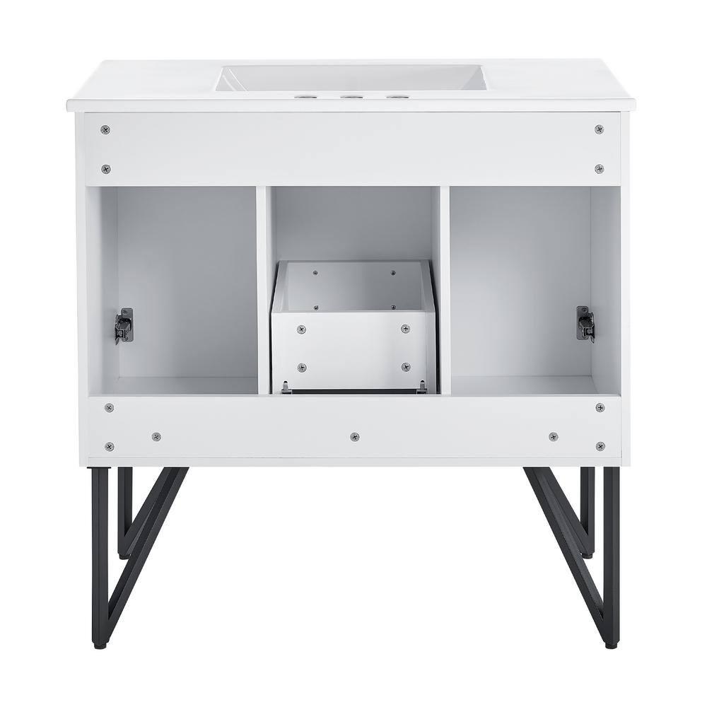 Annecy 36 In. White Bathroom Vanity With 3-Hole Ceramic Sink Top