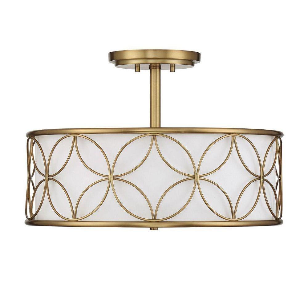 Savoy House Reid 4 - Light Semi-Flush Mount in  Warm Brass