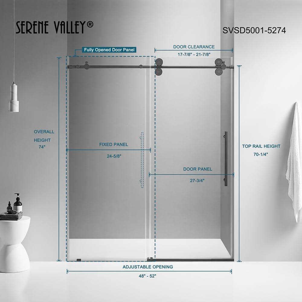 52'' W 74'' H Frameless Rectangle Reversible Shower Enclosure