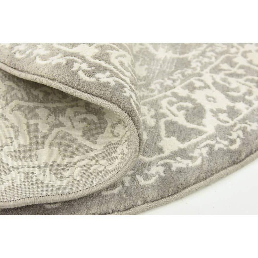 Unique Loom New Classical Collection Area Rug - Olympia (4' 1" Round Light Gray/Ivory)