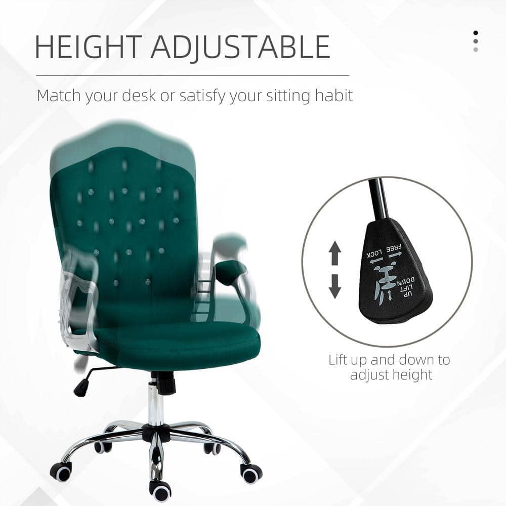 Everly Quinn Vinsetto Home Office Chair, Computer Chair, Button Tufted Desk Chair With Swivel Wheels, Adjustable Height, And Tilt Function