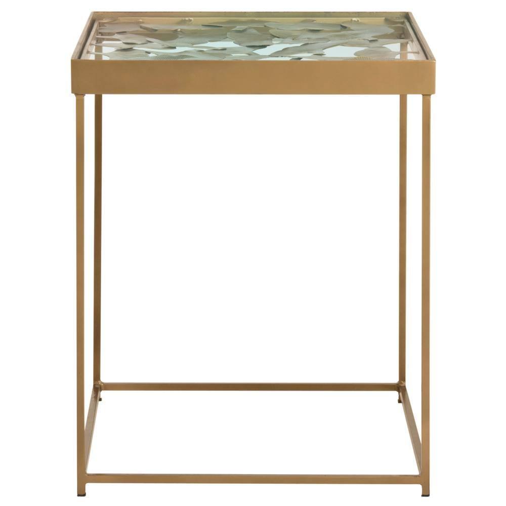 Lilian Leaf Side Table - Antique Brass - Safavieh.