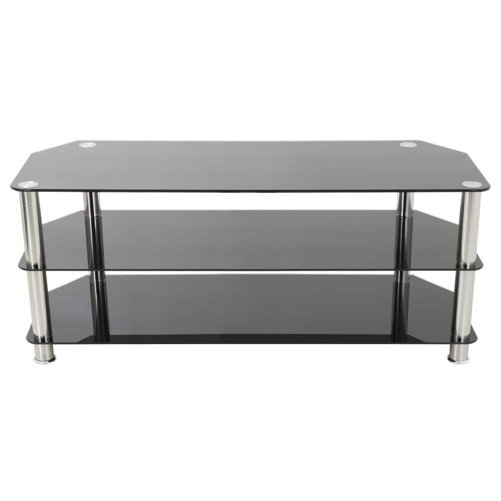 AVF Transitional Steel and Glass TV Stand for up to 60" TVs in Black/Chrome