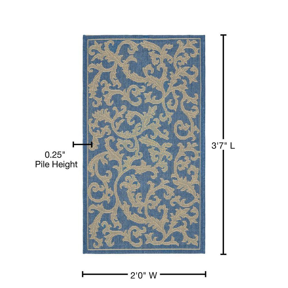 Courtyard CY2653 Power Loomed Indoor and Outdoor Accent Rug - Blue/Natural - 2'x3'7" - Safavieh