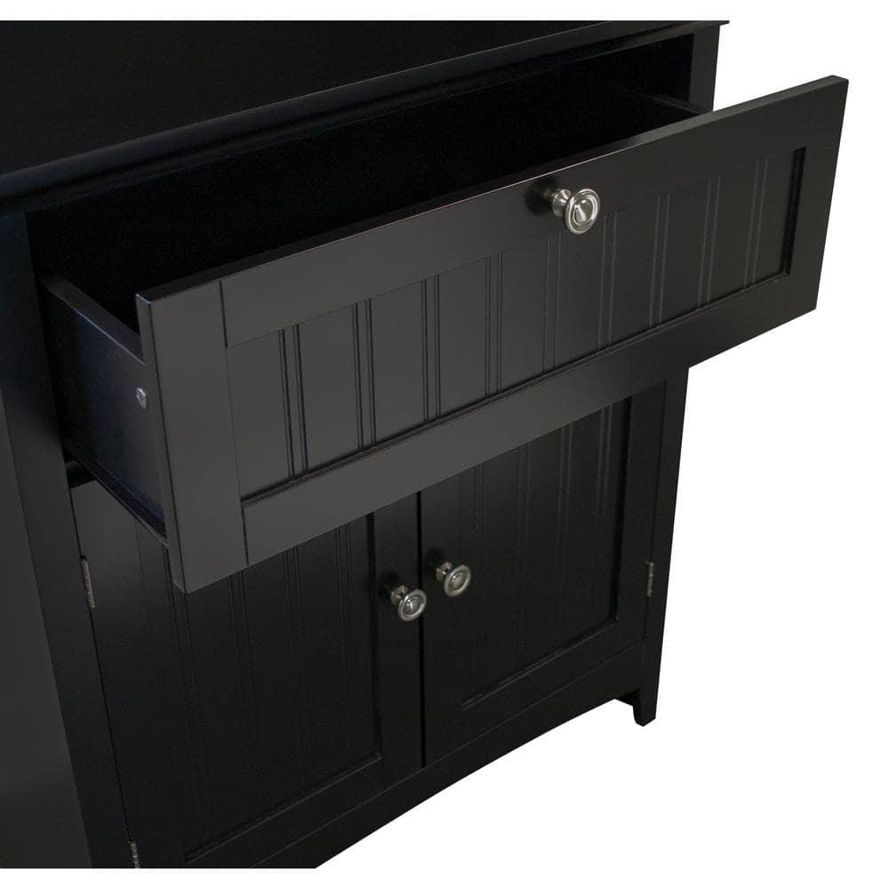 OS Home & Office Buffet & Hutch with Framed Glass Doors & Drawer, Black