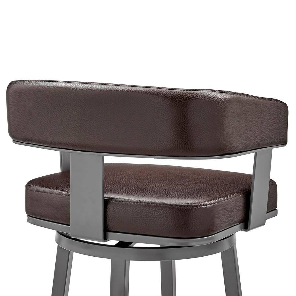 Armen Living Lorin30" Bar Height Swivel Bar Stool in Java Finish and Chocolate Faux Leather