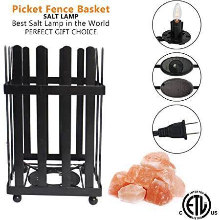WBM LLC Himalayan Glow Picket Fence Style Metal Basket Salt Lamp- Dimmer Switch & ETL Certified Cord3