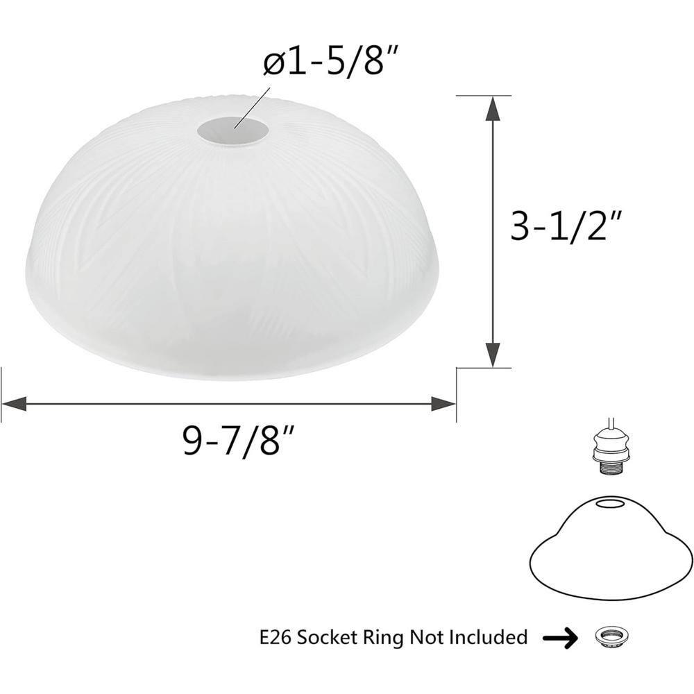 Aspen Creative 23120-11 Frosted Transitional Replacement Glass Shade for Medium Base Socket Torchiere Lamp, Swag Lamp, Pendant, 1 Light Wall Sconce & Island Fixture, 9-7/8" Diameter x 3-1/2" Height