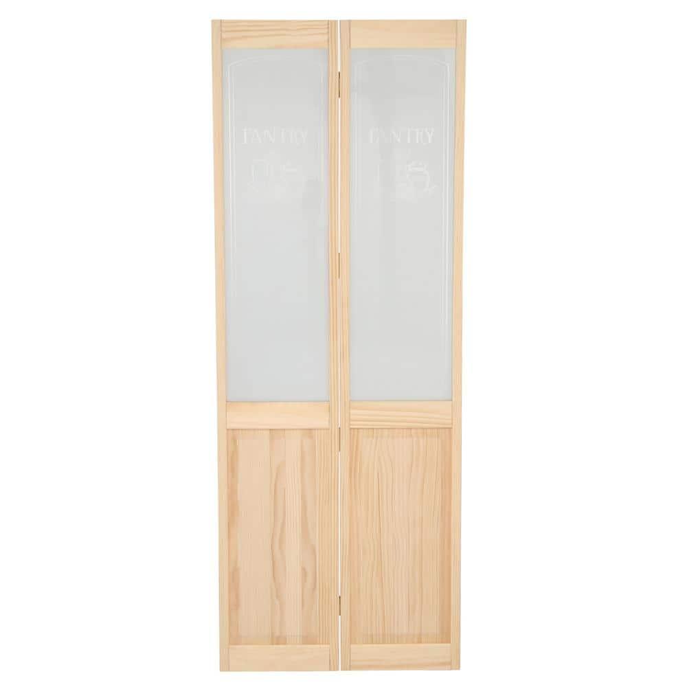 LTL Home Products 80'' Solid Wood Glass Unfinished Bi-Fold Door