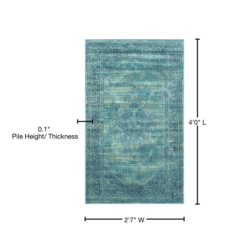 Vintage VTG112 Power Loomed Indoor Accent Rug - Turquoise/Multi - 2'7"x4' - Safavieh.