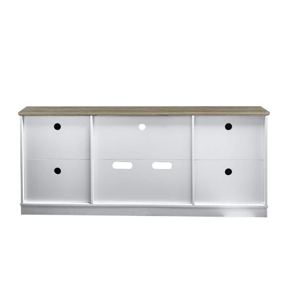 70" Classic Style TV Stand for TVs up to 78" White - Festivo: Farmhouse Design, Cable Management, Adjustable Storage