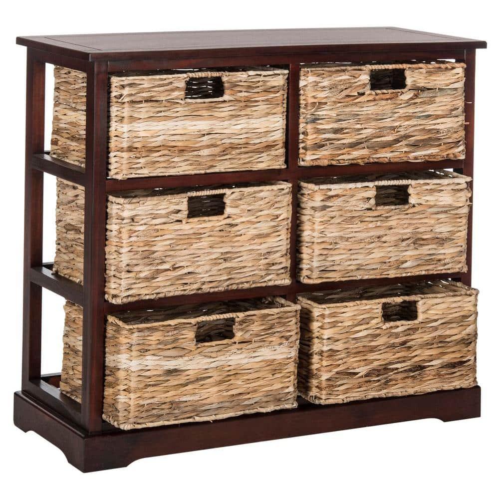 Keenan 6 Wicker Basket Storage Chest - Cherry - Safavieh.