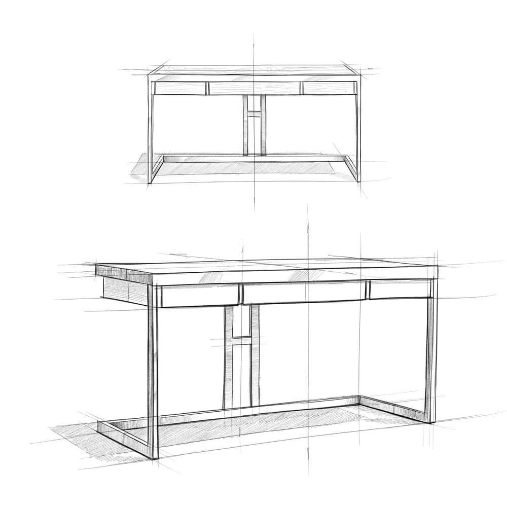 Simpli Home Erina 48"W Solid Acacia Wood Small Desk, Industrial Style with Keyboard Tray and 2 Drawers