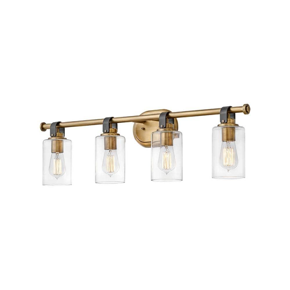 4 Light Bath Vanity In Traditional And Rustic Style 32 Inches Wide By 9.5 Inches High-Heritage Brass Finish Hinkley Lighting 52884Hb