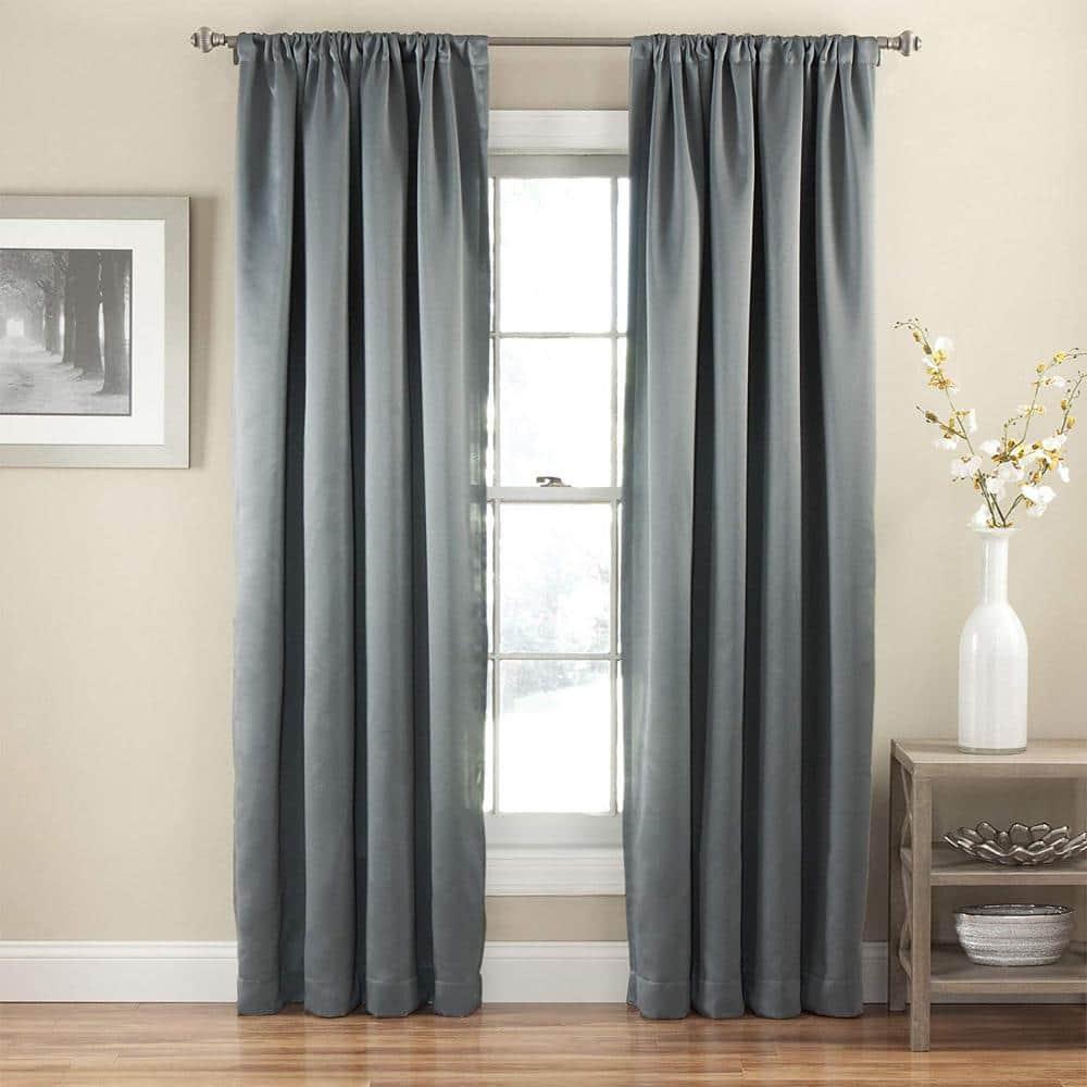 Eclipse Tricia Solid Curtain Panel, Room Darkening Rod Pocket Curtain Thermapanel (1 Panel)