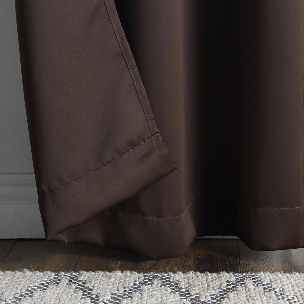 54"x108" Sun Zero Blackout Kenneth Energy Saving Grommet Curtain Panel Dark Brown: Modern Indoor Curtain Panels
