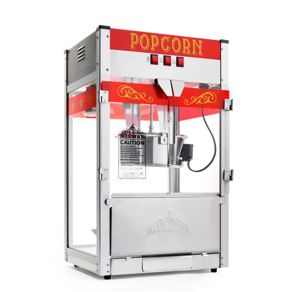 Olde Midway Commercial Popcorn Machine, Bar Style Popper with 12 Ounce Kettle, Black