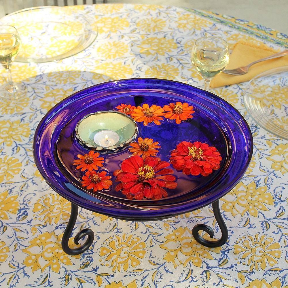 Achla Designs GBS-22 Short Wrought Iron Metal Plant birdbath Bowl Stand Flowerpot Holder, 9.5x6 inches, Black