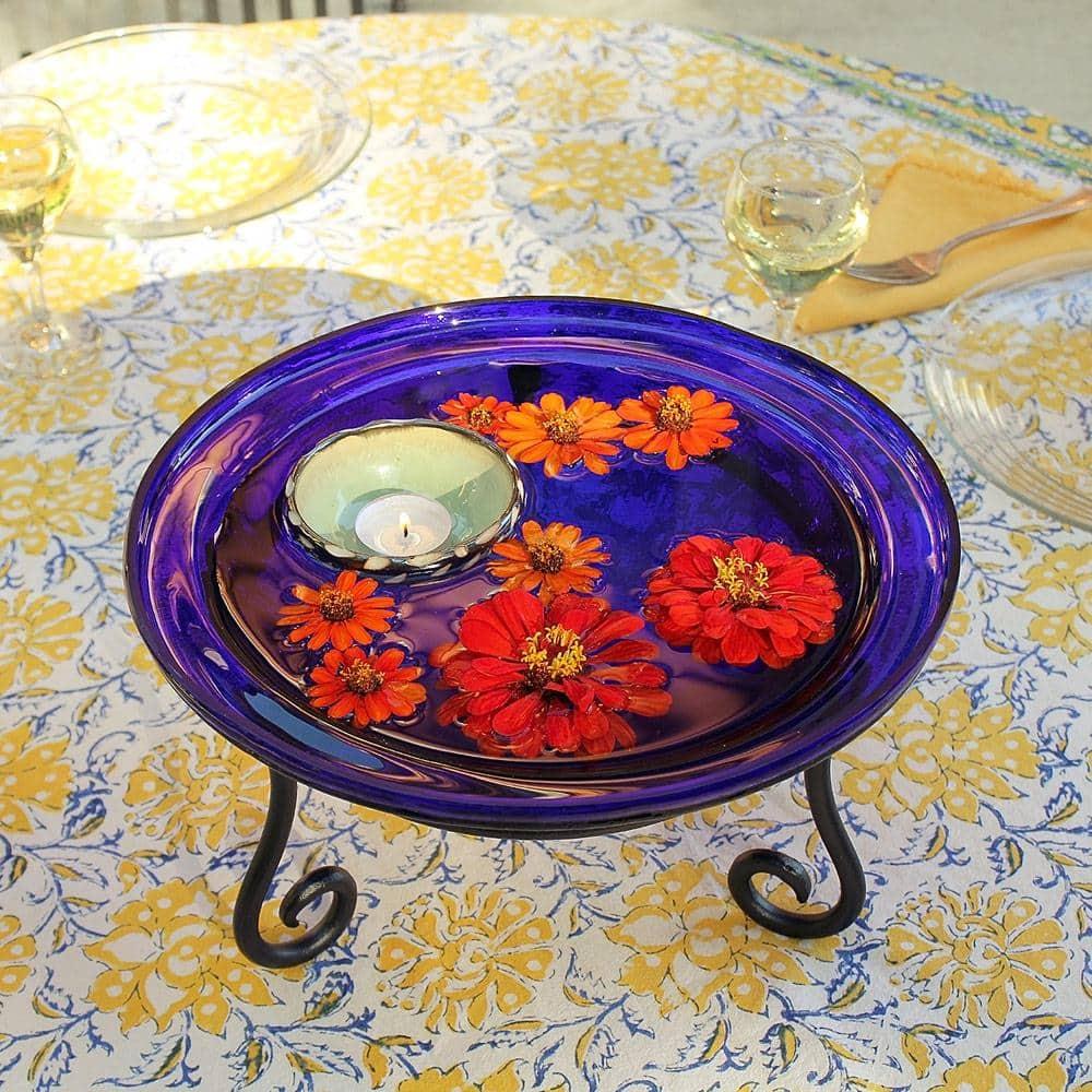 Achla Designs GBS-22 Short Wrought Iron Metal Plant birdbath Bowl Stand Flowerpot Holder, 9.5x6 inches, Black