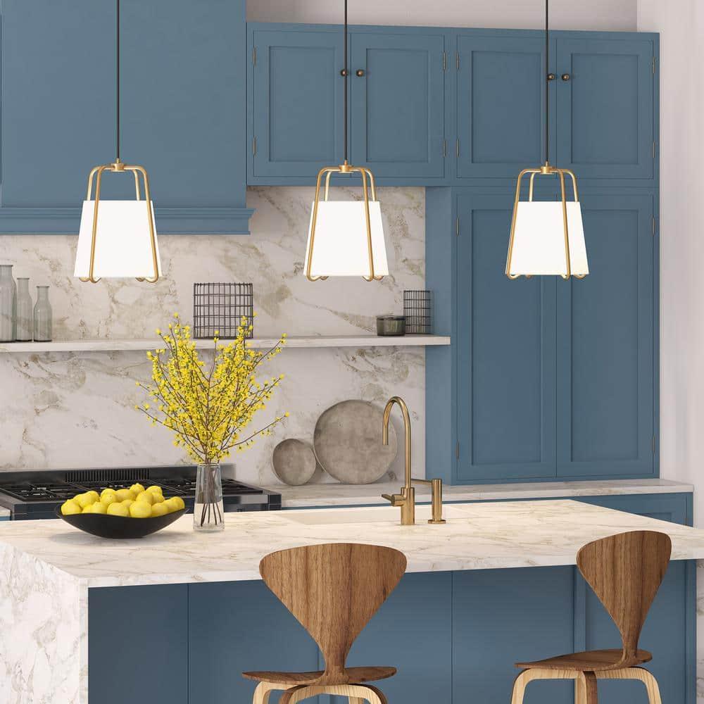 Evelyn&Zoe Mid-Century Modern Fabric and Metal Pendant