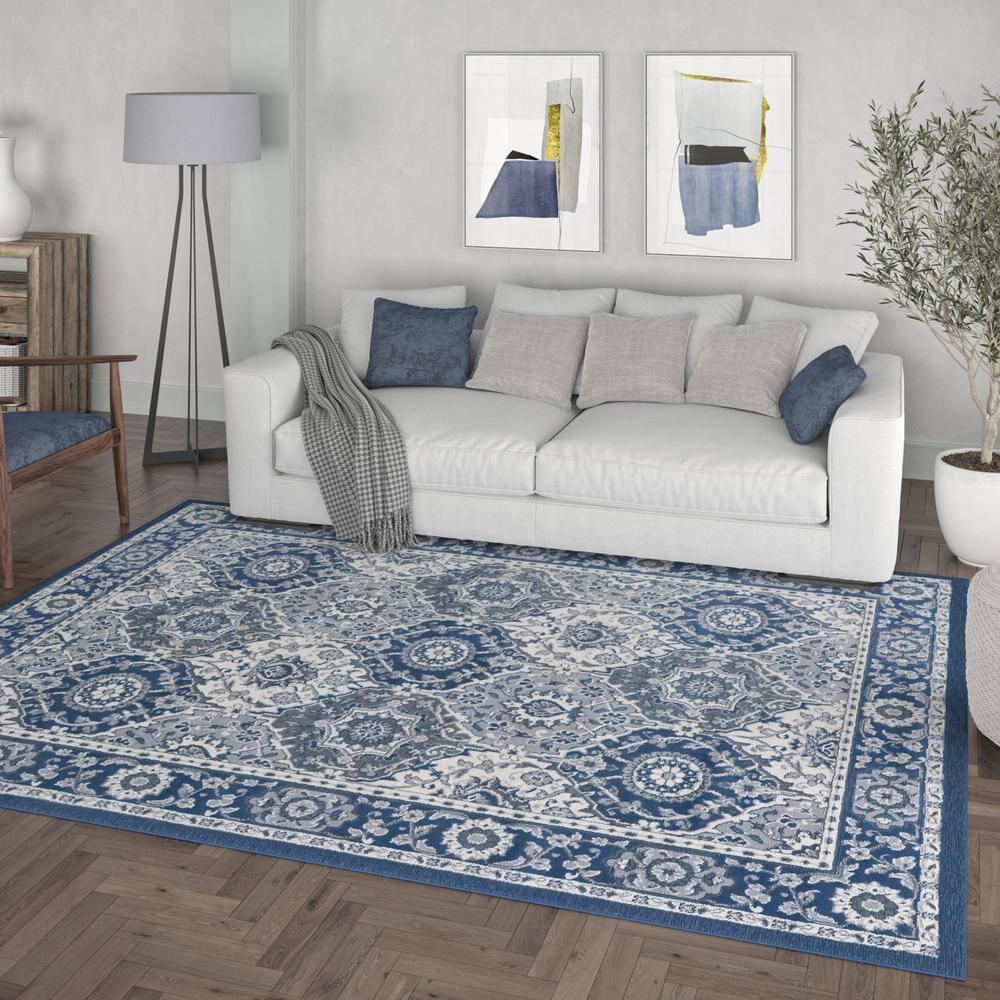 Tayse Madison Area Rug MDN3607 Traditional Navy Rings Repeat 2' 3" x 7' 3" Rectangle