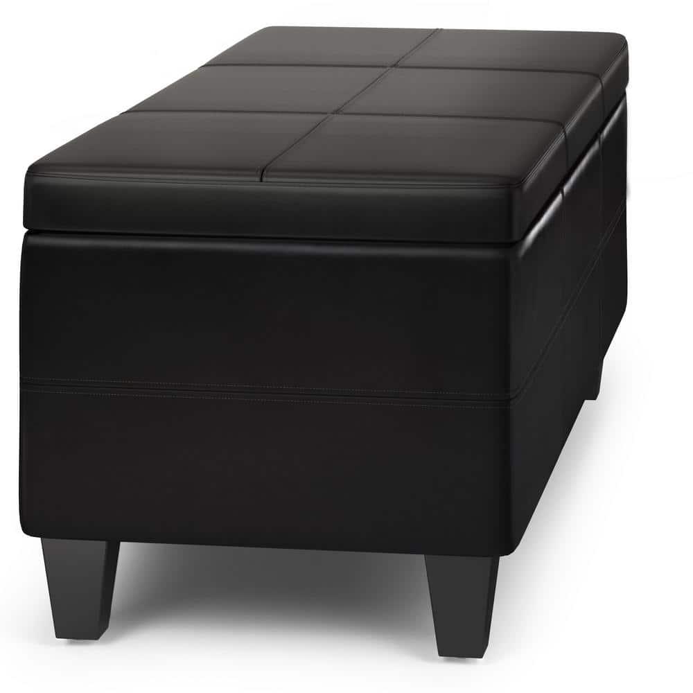 Simpli Home Afton 48"W Vegan Faux Leather Storage Ottoman Bench