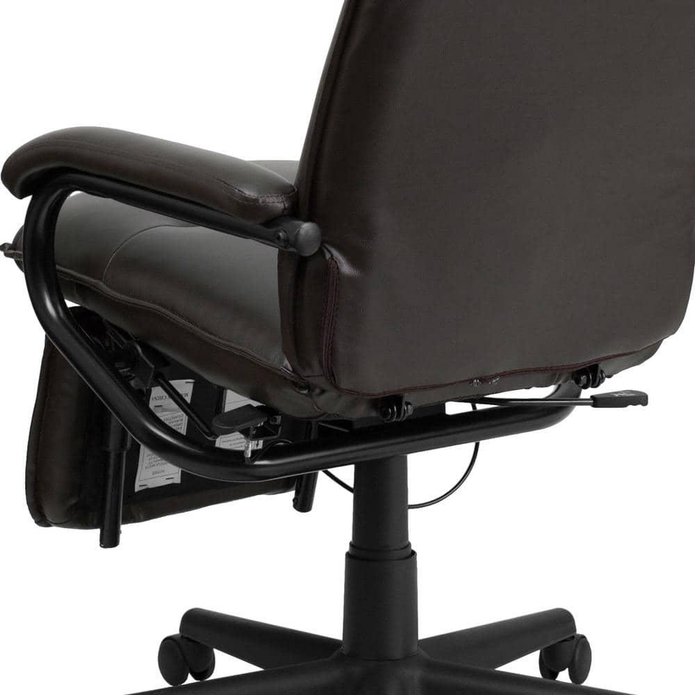 Flash Furniture High Back Brown LeatherSoft Executive Reclining Ergonomic Swivel Office Chair with Arms