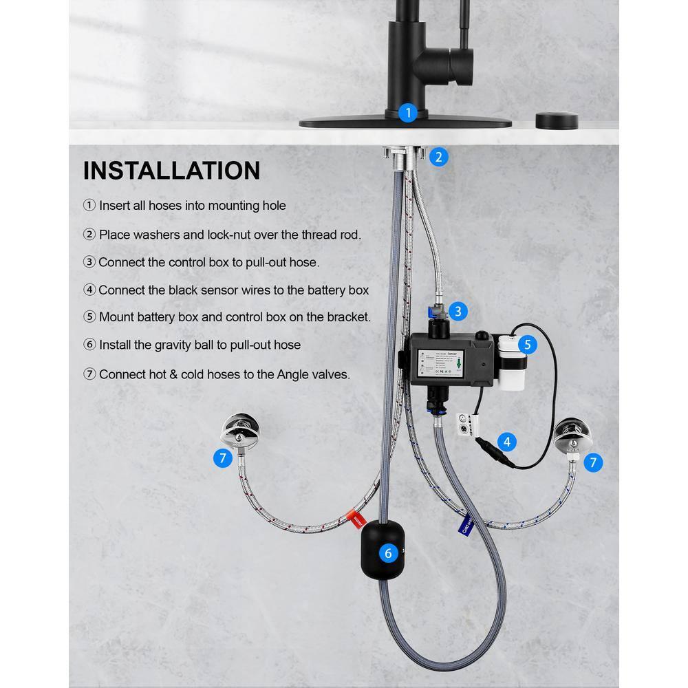 ARCORA ARCORA Stainless Steel  Single Handle Pull-Down Sprayer Kitchen Faucet Set with Touchless Sensor AR7100301B-DC