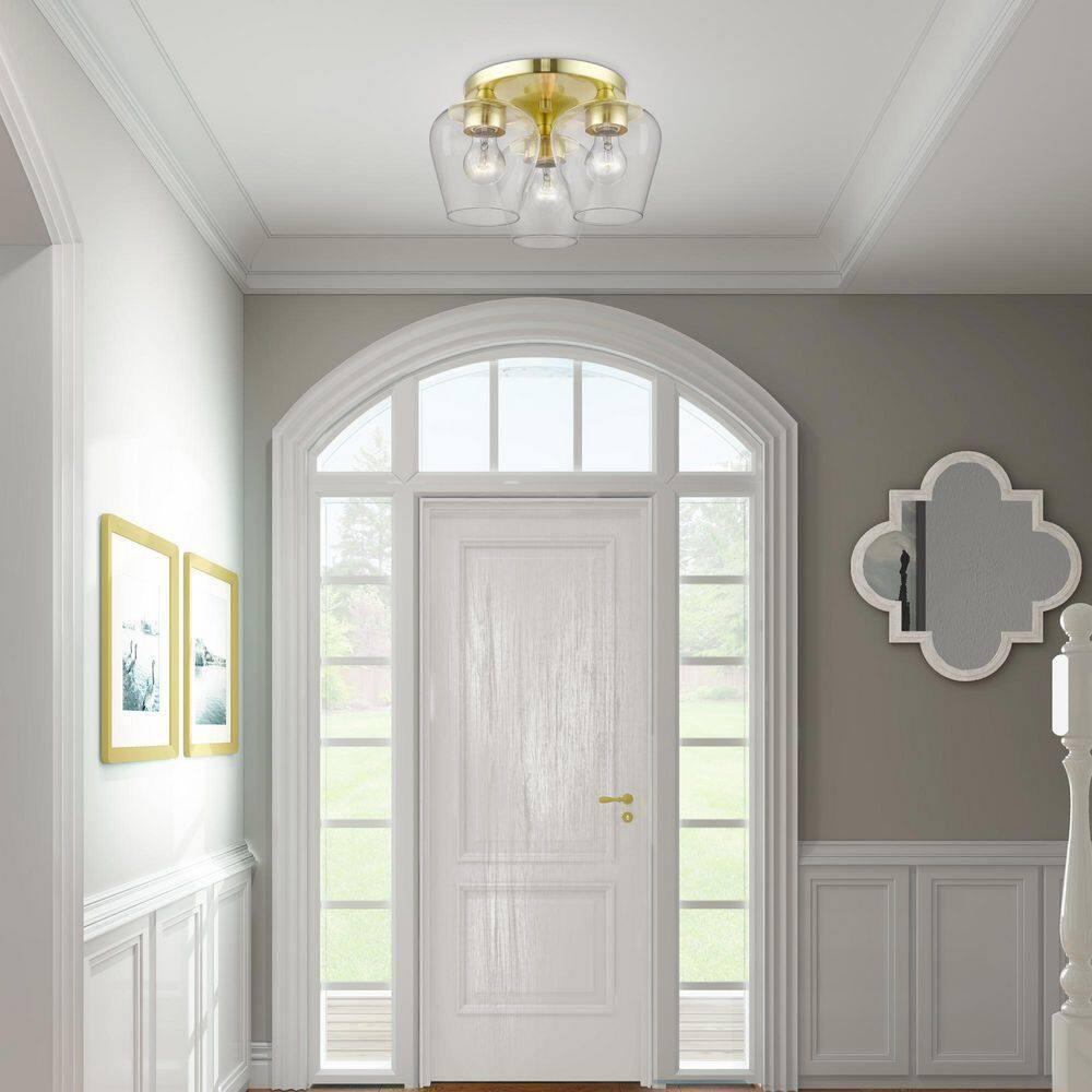 Livex Lighting Willow 3 - Light Flush Mount in Satin Brass