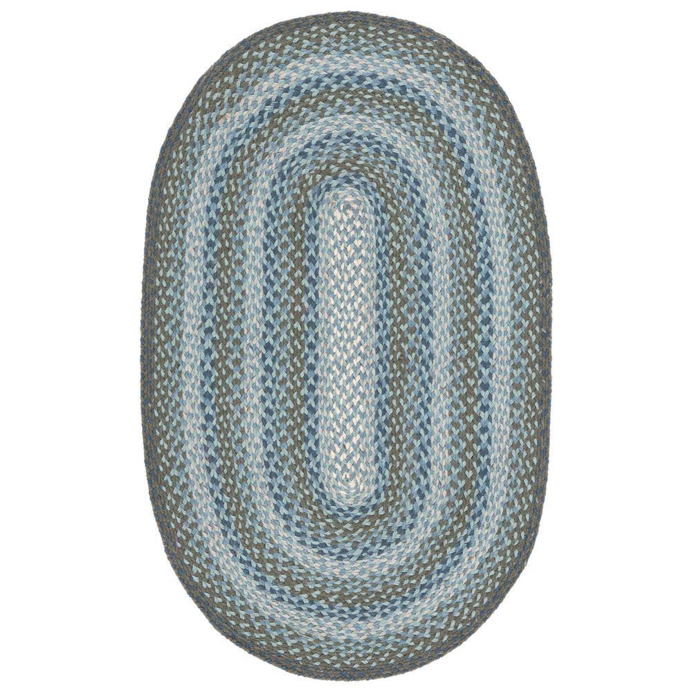 Braided BRD652 Flat Weave Indoor Area Rug - Light Blue/Green - 4'x6' Oval - Safavieh