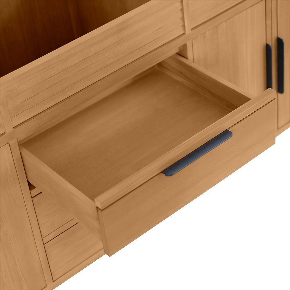 Hoult 72 in. Natural Teak Double Bathroom Vanity with Quartz Top