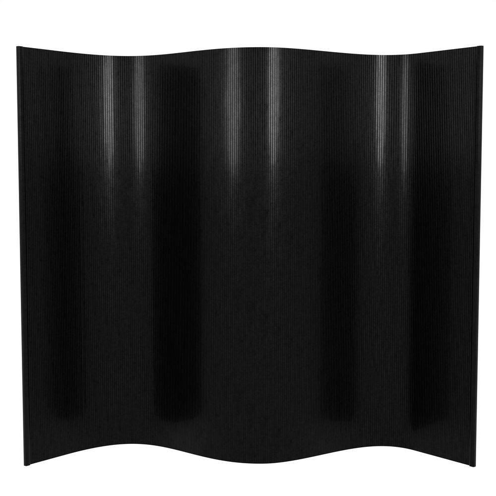 Red Lantern 6 ft. Tall Bamboo Wave Screen - Black