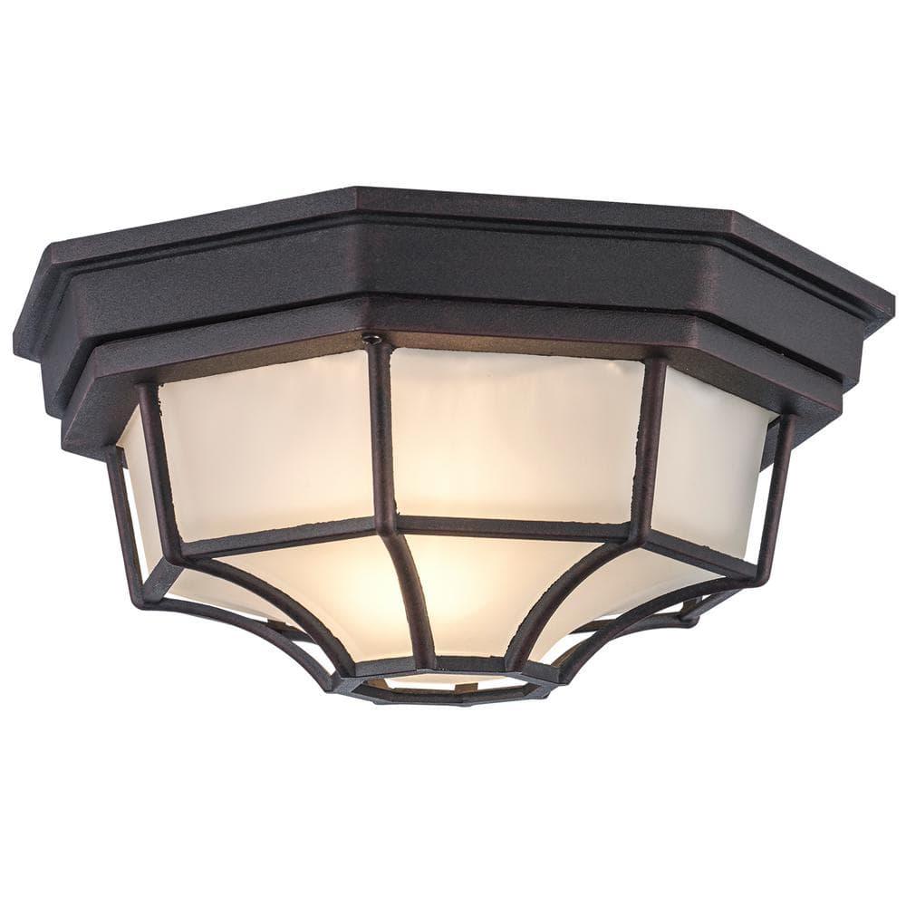 Trans Globe Lighting 40582 Wagon Wheel 1 Light Outdoor Flush Mount Ceiling Fixture - Rust