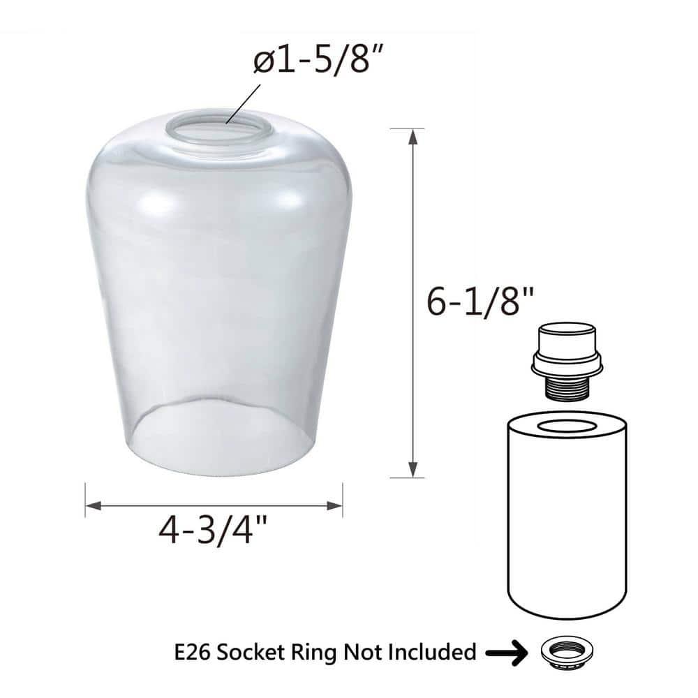 Aspen Creative 23655-60-2, Clear Wine Glass Shade, Fitter: 1-5/8” D, 4-3/4" D x 6-1/8" H, Set of 2