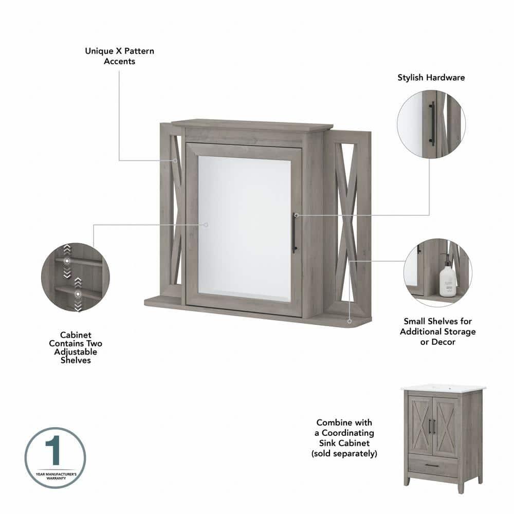32''W Surface Framed Medicine Cabinet with Mirror