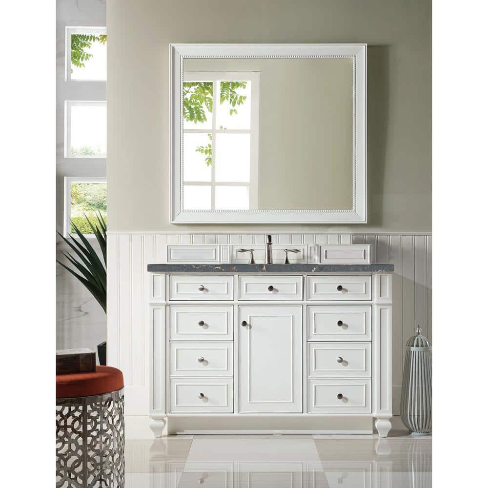 Bright White Plywood Single Vanity with Parisien Bleu Quartz Top