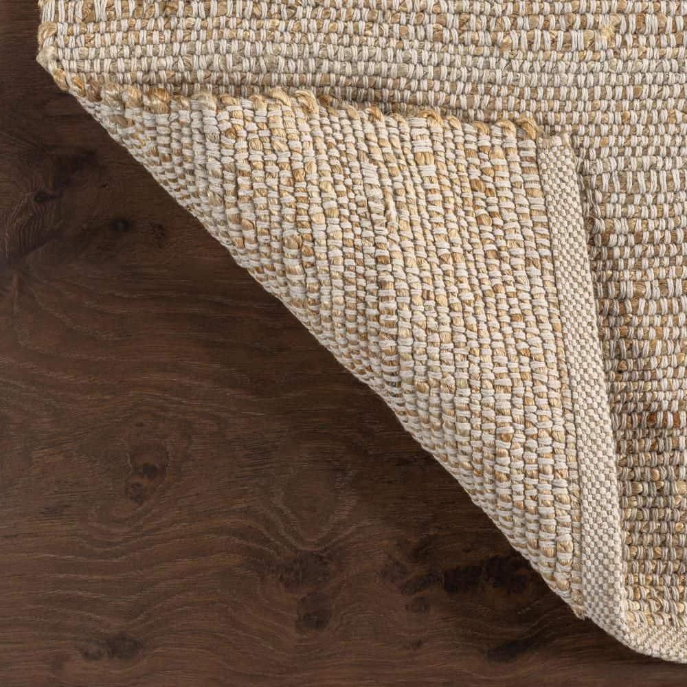 Nuloom 2x3 Elfriede Jute & Cotton Hand Woven Indoor Area Rug, Natural, Solid Rustic Farmhouse Style Natural Fiber Bedroom, Living Room,